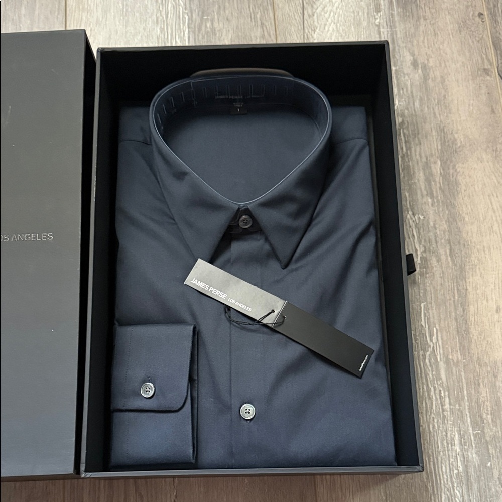 James Perse Men's Dark Navy Dress Shirt